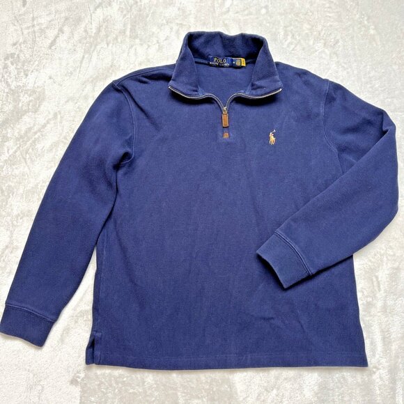 Polo Ralph Lauren Other - Polo Ralph Lauren 1/4 Zip Sweater Men's Size M Navy Blue Cotton Pullover Preppy